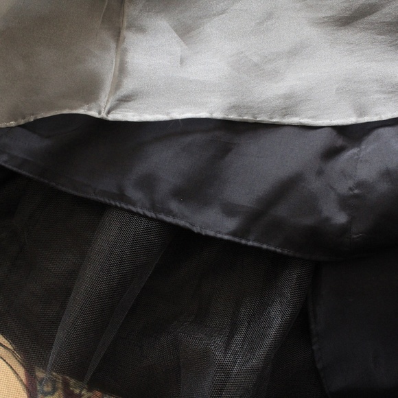 1990's Niteway Gunmetal Grey Chiffon Prom Dress with Rosette Neckline - Picture 9 of 9